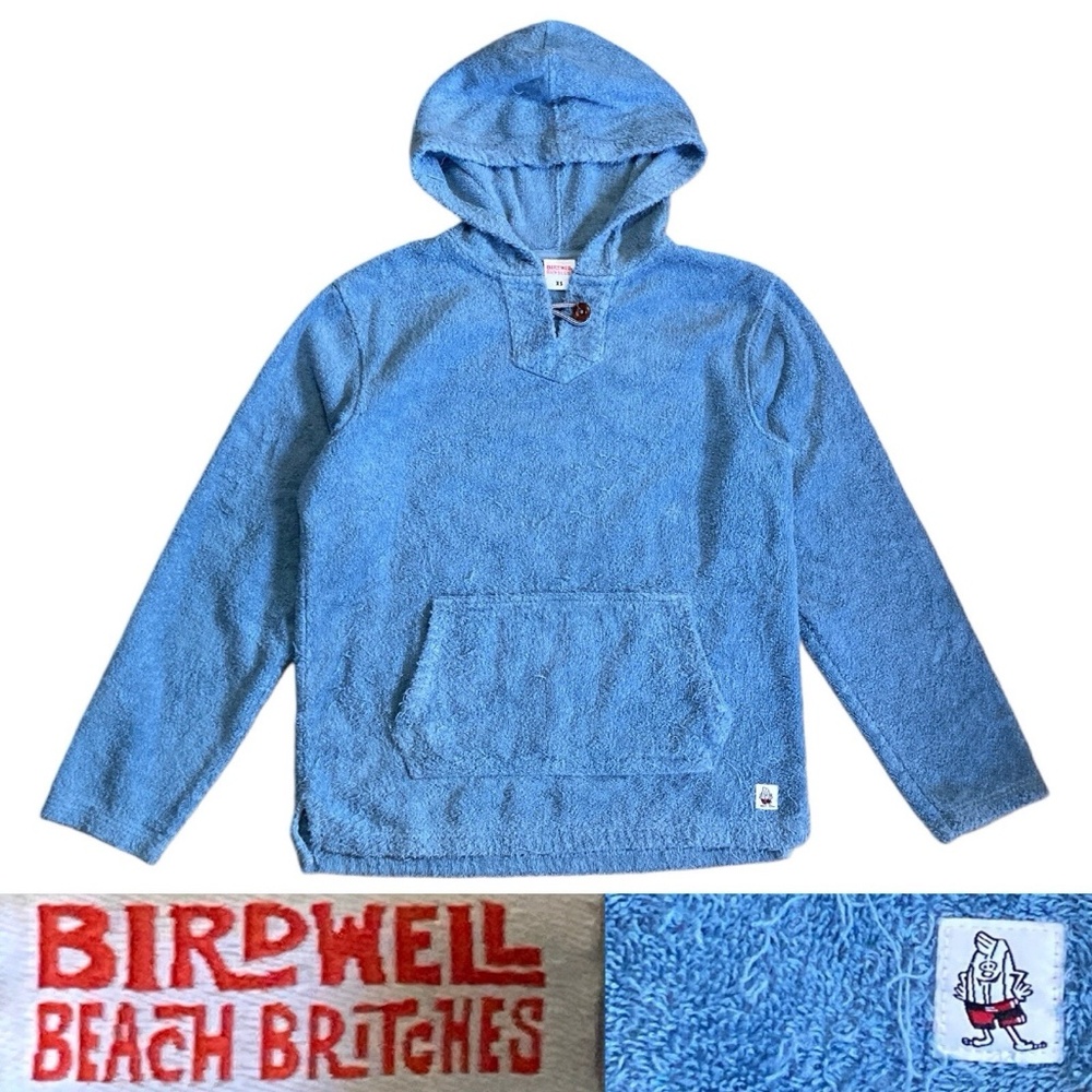 Birdwell Beach Britches Baja Terry Cloth Hoodie, Powder Blue, Sz Large